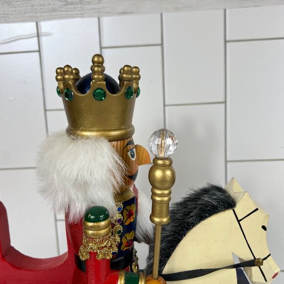 Vintage Wooden King Nutcracker Riding Horse Rocking Figurine - Picture 8 of 11
